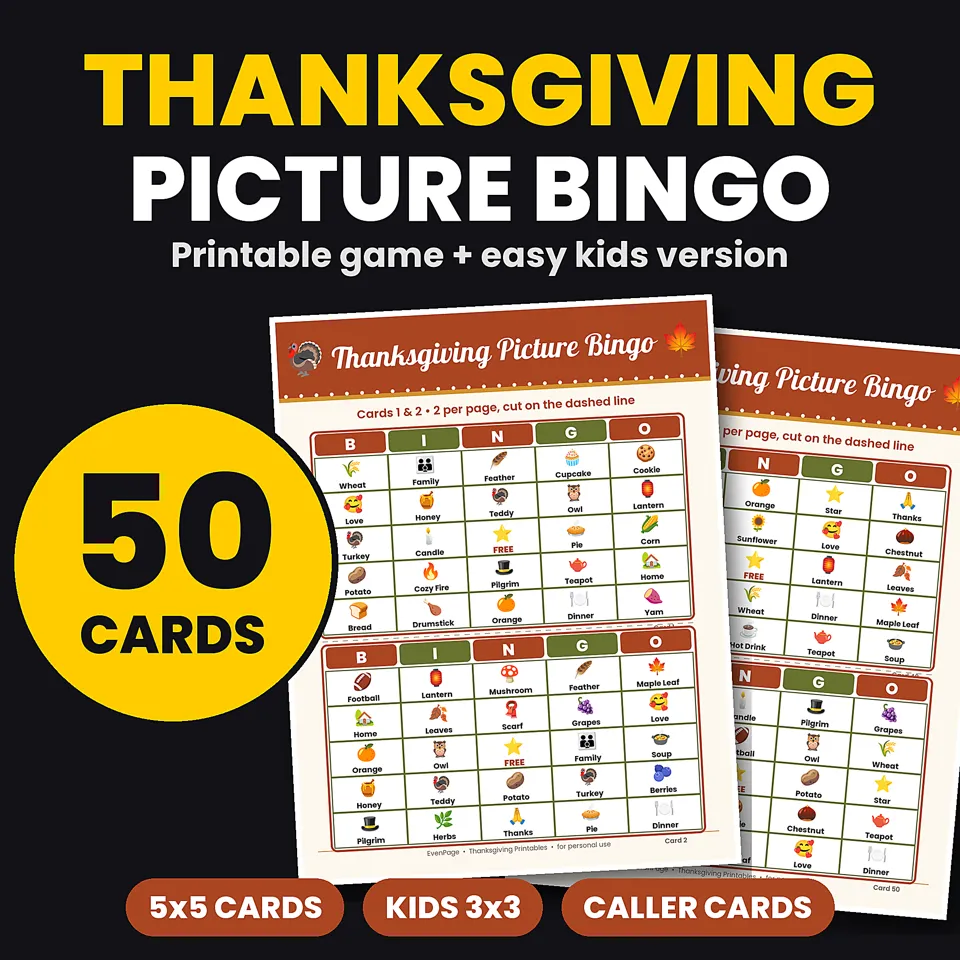 Thanksgiving Bingo Game, image 1 of 5