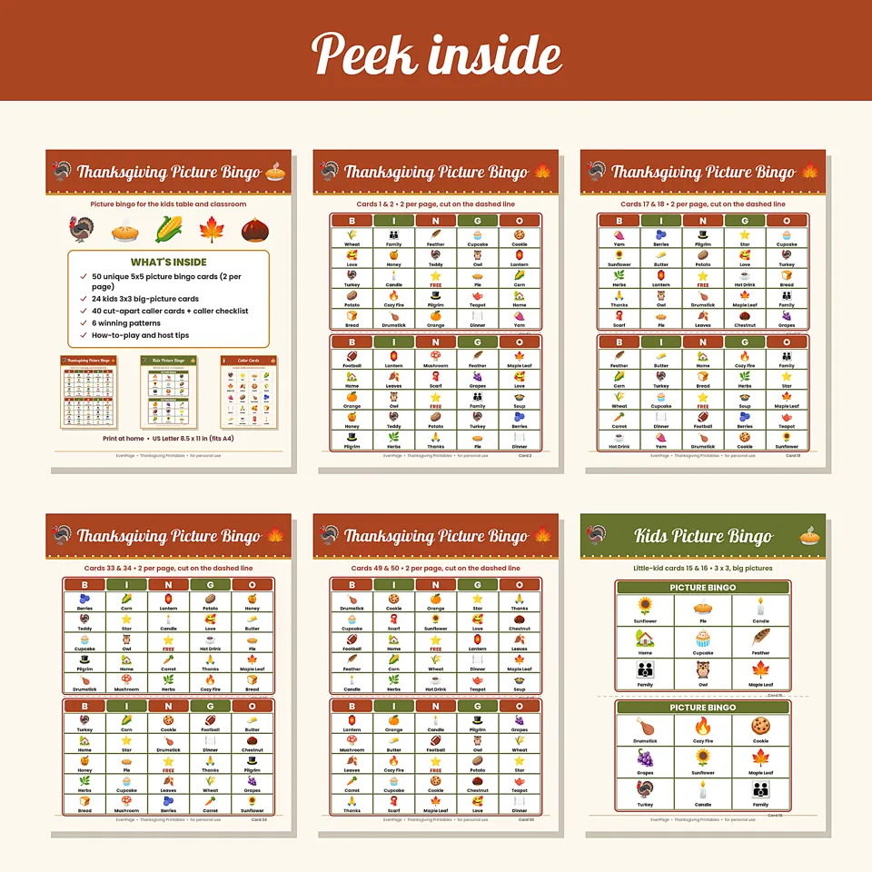 Thanksgiving Bingo Game, image 2 of 5