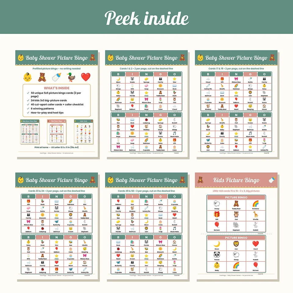 Gender Neutral Baby Shower Bingo, image 2 of 5