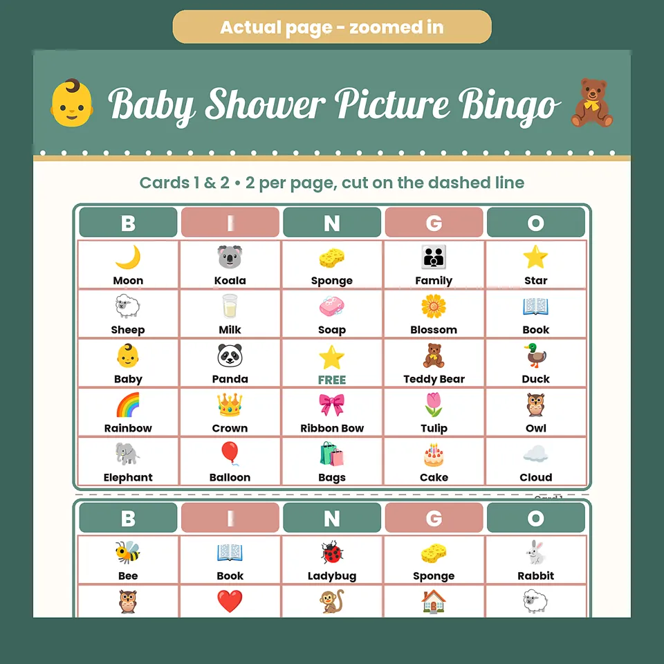 Gender Neutral Baby Shower Bingo, image 5 of 5