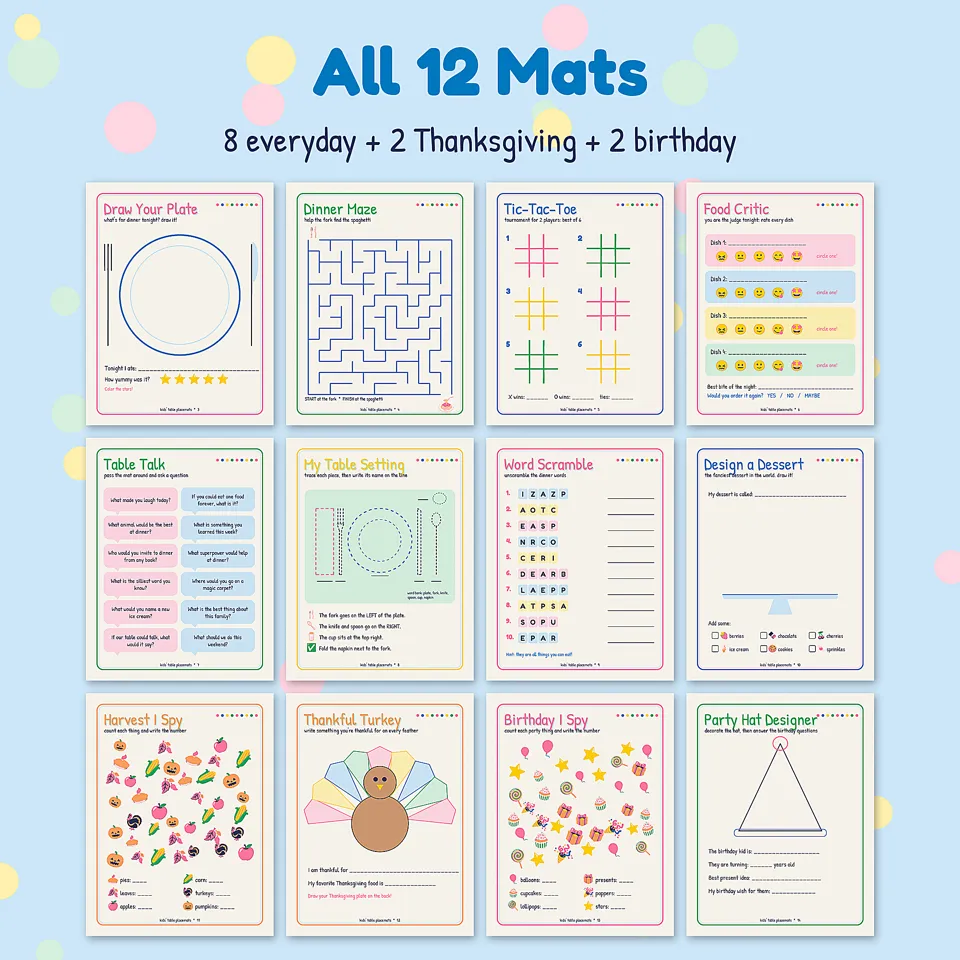Kids' Table Placemats, image 3 of 5
