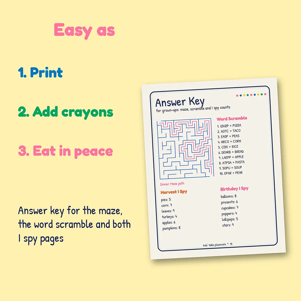 Kids' Table Placemats, image 5 of 5
